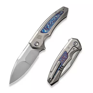 We Knife WE23030-1 Hyperactive Flipper Folding Knife 3.80" Vanax Drop Point Plain Edge Blade, Polished/Flamed Titanium Handle