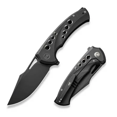 We Knife WE23051-1 Swiftfin Flipper Folding Knife 3.80" 20CV Modified Clip Point Plain Edge Blade, Black Titanium Handle