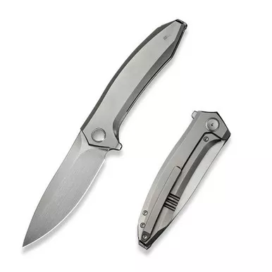 We Knife WE23070-2 Acuminal Flipper Folding Knife 3.98" Vanax Drop Point Plain Edge Blade, Satin Titanium Handle