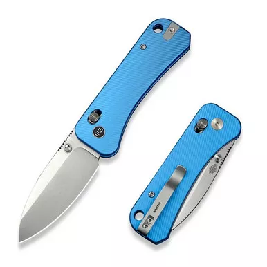 We Knife WE23075-1 Banter 2 Thumb Stud Folding Knife 2.87" S35VN Drop Point Plain Edge Blade, Blue Aluminum Handle