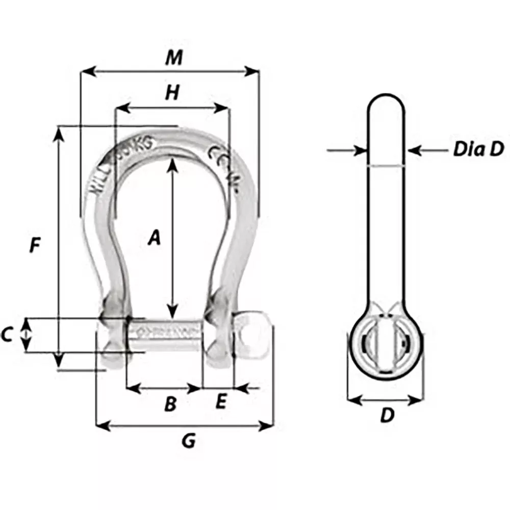 Wichard Self-Locking Bow Shackle – Diameter 12mm – 15/32″