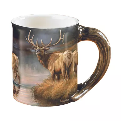 Wild Wings 8955712166 Sculpted Mug Autumn Mist Elk, Multicolor