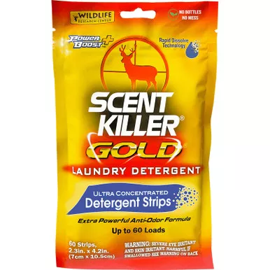 Wildlife Research 1285 Scent Killer Gold Laundry Detergent Strips Odor Eliminator Odorless Scent 60 Pack