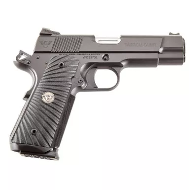 Wilson Combat TCCOM45 Tactical Carry Commander 45 ACP 8+1 4.25" Stainless Steel Barrel, Black Serrated Carbon Steel Slide, Black Armor-Tuff Carbon Steel Frame w/Beavertail, Black G10 Starburst Grip