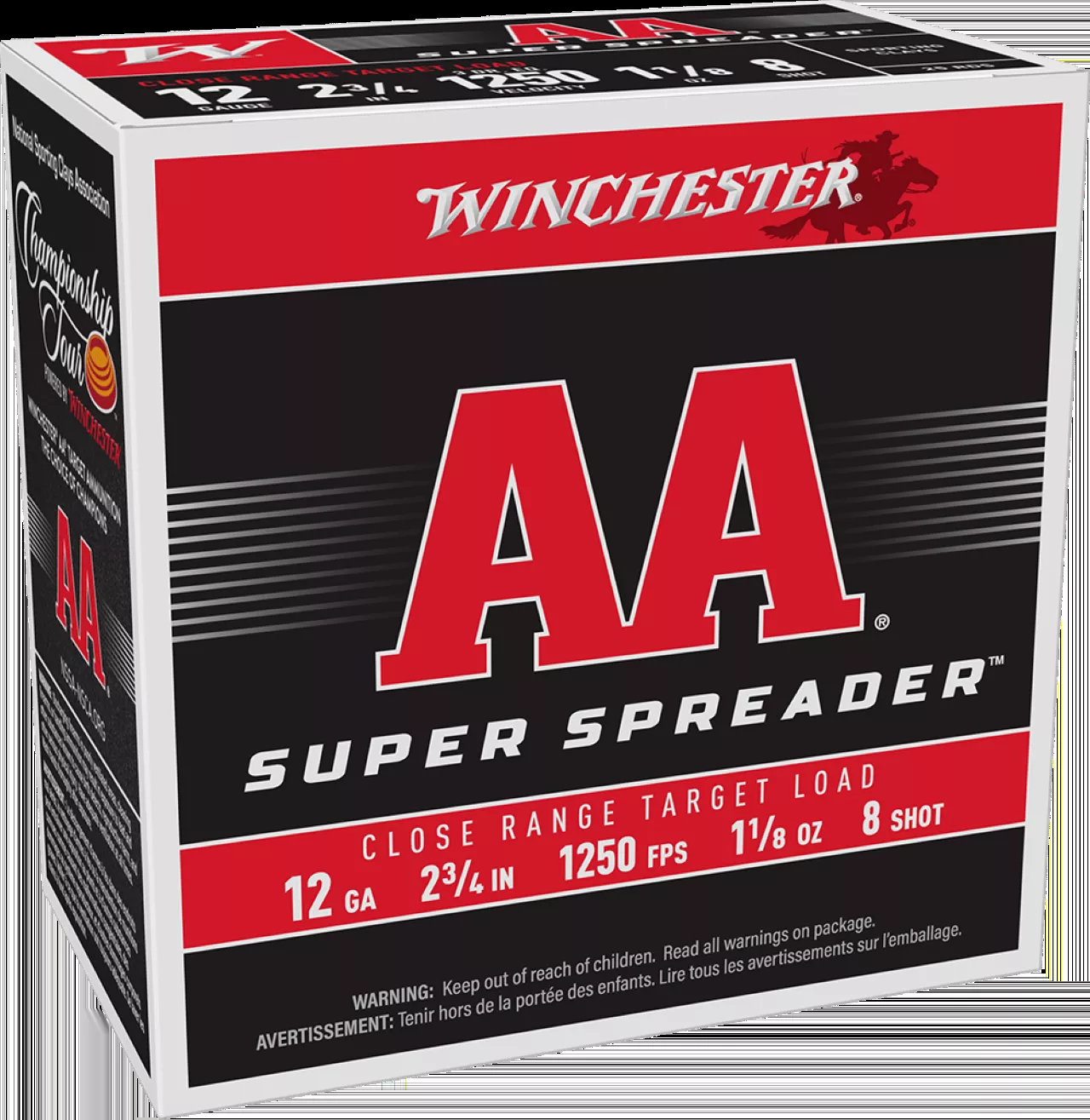 Winchester AA Super Spreader 12 Gauge Ammo 2 3/4″ #8 Shot 25 Rounds AAS128