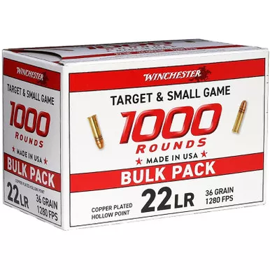 Winchester Ammo 22LR1KHP 22LR 36gr Plated Hollow Point 1000 Per Box/2 Case