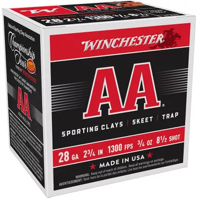 Winchester Ammo AASC2885 AA Super Sport Sporting Clay 28Gauge 2.75" 3/4oz 8.5Shot 25 Per Box/10 Case