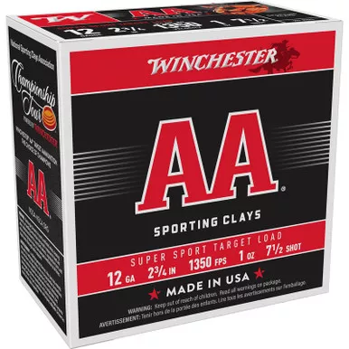 Winchester Ammo AASCL127 AA Super Sport Sporting Clay 12Gauge 2.75″ 1oz 7.5Shot 25 Per Box/10 Case
