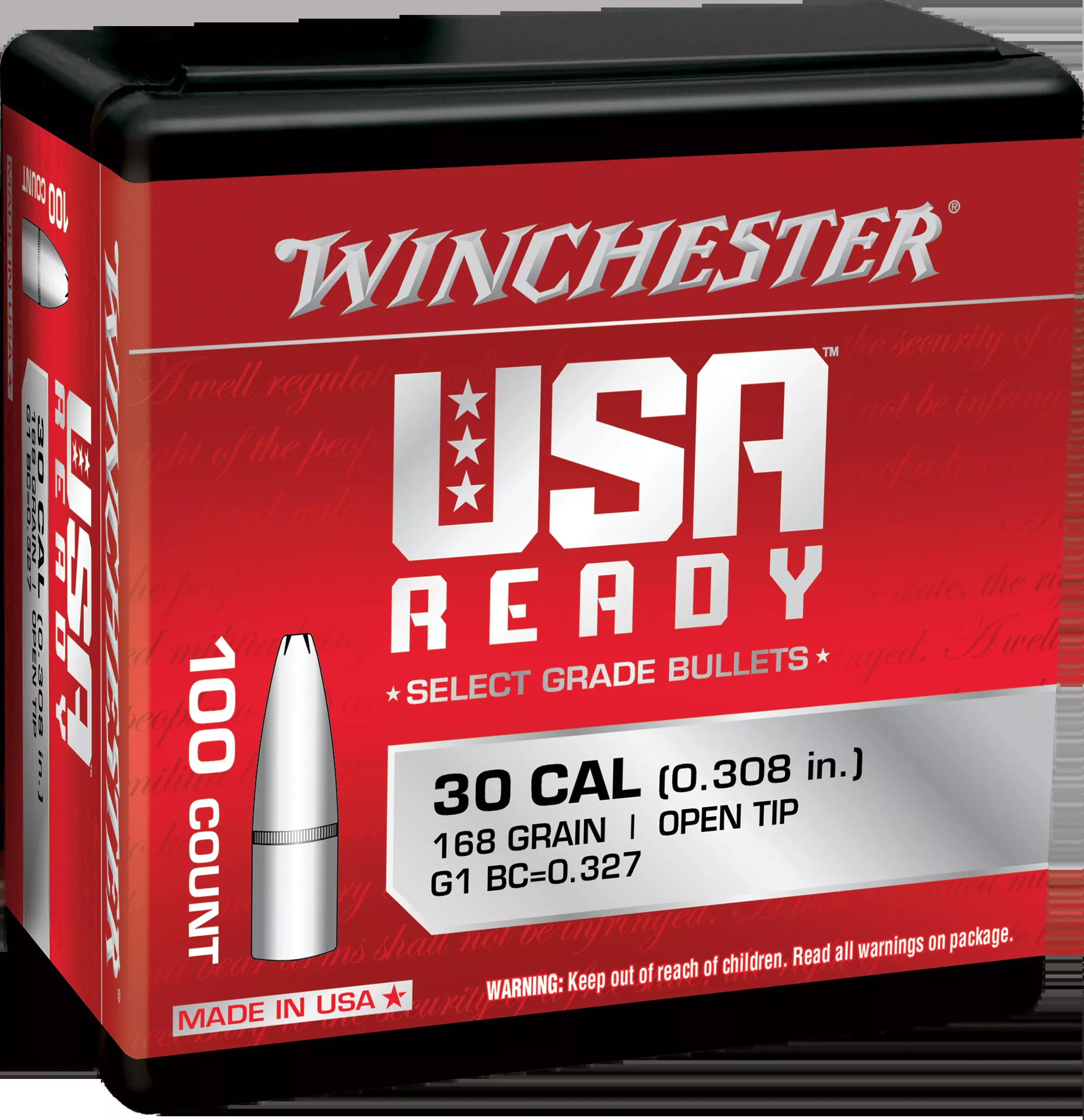 Winchester Ammo Centerfire Rifle, Win Wbr30168 Bul 308168 Ot100/10