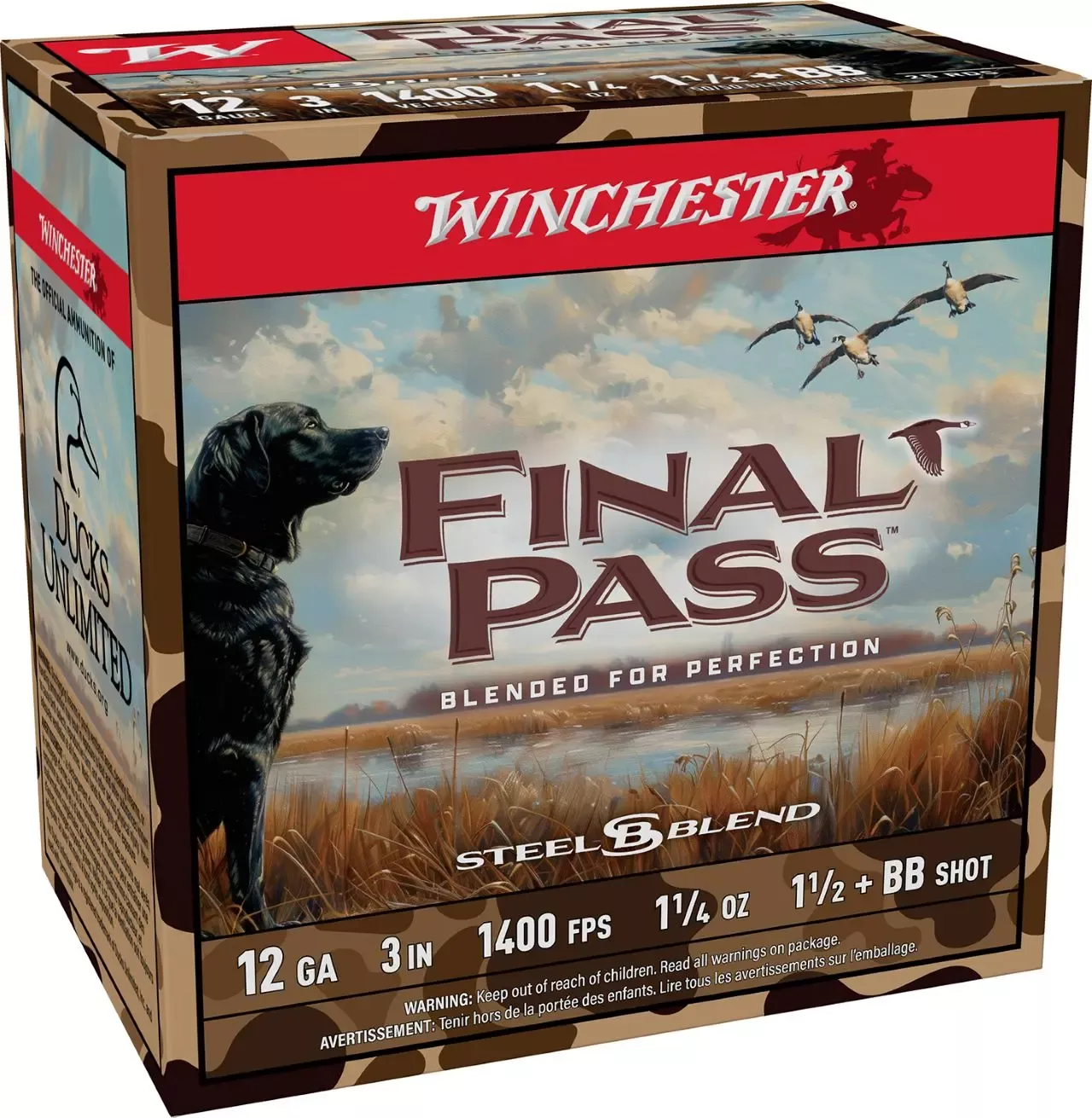 Winchester Ammo Final Pass 12 Gauge Ammo 3″ #1 1/2 & BB Shot 25 Rounds FP123BB15