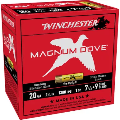 Winchester Ammo MD2079 Magnum Dove 20Gauge 2.75" 1oz 7.5/9Shot 25 Per Box/10 Case