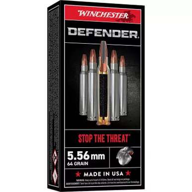Winchester Ammo S556PDB Defender 5.56x45mmNATO 64gr Bonded Solid Base 20 Per Box/10 Case