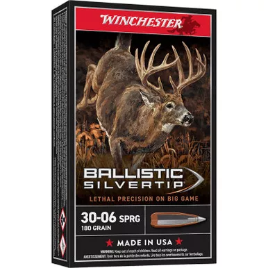 Winchester Ammo SBST3006B Ballistic Silvertip 30-06Springfield 180gr Rapid Controlled Expansion Polymer Tip 20 Per Box/10 Case