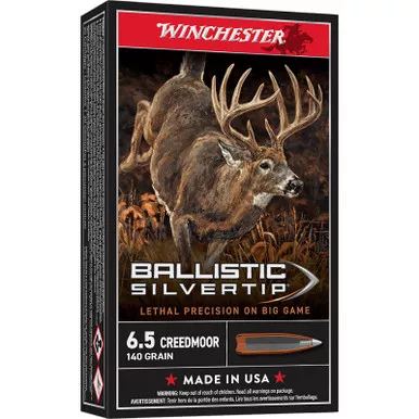 Winchester Ammo SBST65CM Ballistic Silvertip 6.5Creedmoor 140gr Rapid Controlled Expansion Polymer Tip 20 Per Box/10 Case