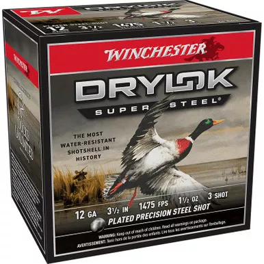 Winchester Ammo SSH12LH3 Drylok Super Steel High Velocity 12Gauge 3.50″ 1 1/2oz 3Shot 25 Per Box/10 Case