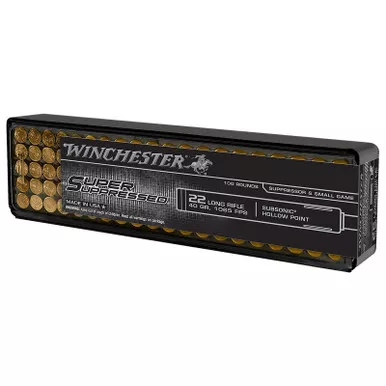 Winchester Ammo SUP22LRHP Super Suppressed 22LR 40gr Lead Hollow Point 100 Per Box/20 Case