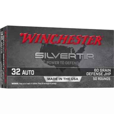 Winchester Ammo W32AST Silvertip 32ACP 60gr Jacketed Hollow Point 50 Per Box/10 Case