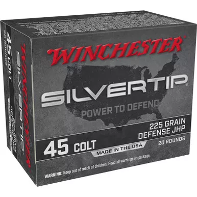 Winchester Ammo W45CST Silvertip 45Colt 225gr Silvertip Jacket Hollow Point 20 Per Box/10 Case