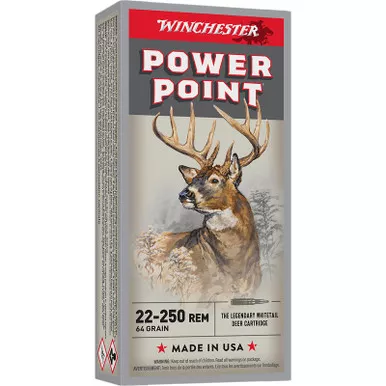Winchester Ammo X222502 Power-Point 22-250Rem 64gr 20 Per Box/10 Case