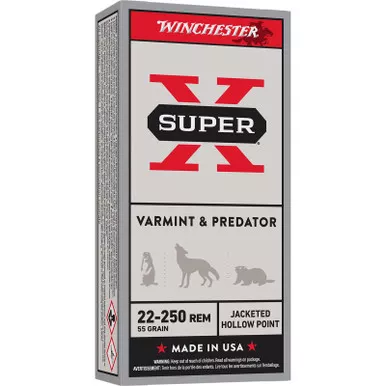 Winchester Ammo X22250HP Super X Varmint & Predator 22-250Rem 55gr Jacketed Hollow Point 20 Per Box/10 Case