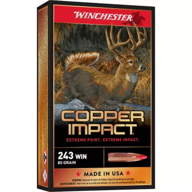 Winchester Ammo X243CLF Copper Impact 243Win 85gr Copper Extreme Point Lead Free 20 Per Box/10 Case