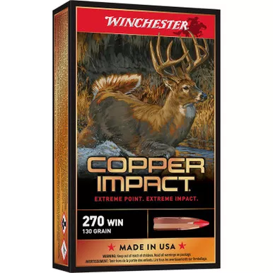Winchester Ammo X270CLF Copper Impact 270Win 130gr Copper Extreme Point Lead Free 20 Per Box/10 Case
