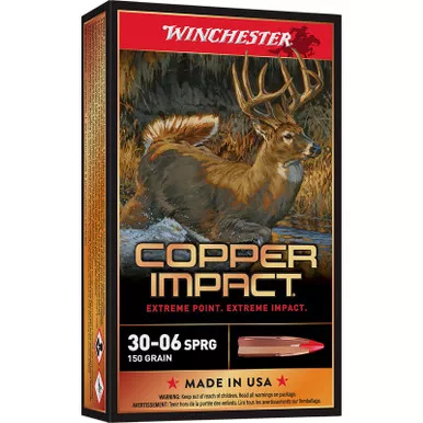 Winchester Ammo X3006CLF Copper Impact 30-06Springfield 150gr Copper Extreme Point Lead Free 20 Per Box/10 Case