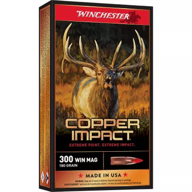 Winchester Ammo X300CLF2 Copper Impact 300WinMag 180gr Copper Extreme Point Lead Free 20 Per Box/10 Case