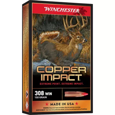 Winchester Ammo X308CLF Copper Impact 308Win 150gr Copper Extreme Point Lead Free 20 Per Box/10 Case
