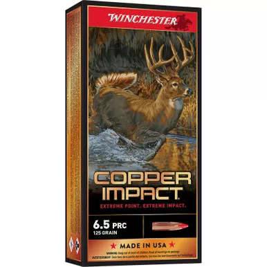 Winchester Ammo X65PCLF Copper Impact 6.5PRC 125gr Copper Extreme Point Lead Free 20 Per Box/10 Case