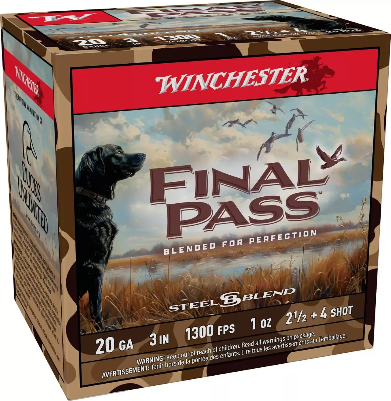 Winchester Final Pass 20 Gauge Ammo 3″ #2 1/2 & #4 Shot Blend 25 Rounds FP203254