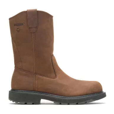 WOLVERINE Men's 10in Steel Toe Wellington Dark Brown Work Boots (W04707)