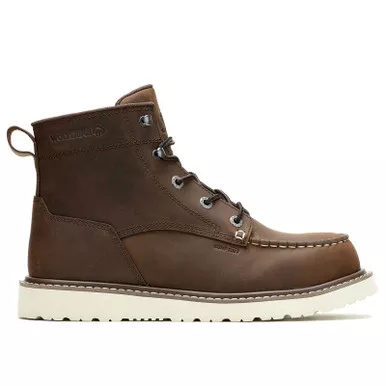 WOLVERINE Men's Trade Wedge Unlined 6in Moc-Toe Composite-Toe Dark Brown Work Boots (W241057)