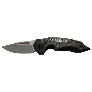 Xcaliber Knife Company Switch Blade 2.41″ Folding Drop Point Plain Stainless D2 Steel Blade. 4.15″ Aluminum Handle