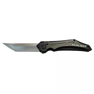 Xcaliber Knife Company Switch Blade 3.50" Folding Tanto Plain Stainless D2 Steel Blade, 4.75" Black Aluminum Handle